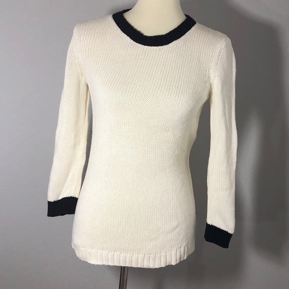 Ann Taylor Loft Sweater Pull Over {Black & Cream} - Picture 3 of 4